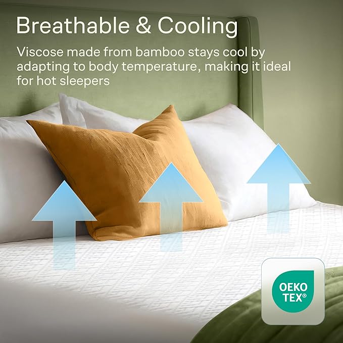 100% Waterproof King Mattress Protector - 360 Protection Against Spills, Stains & Accidents for Parents & Pet Owners - Noiseless & Cooling Viscose Made from Bamboo (White)