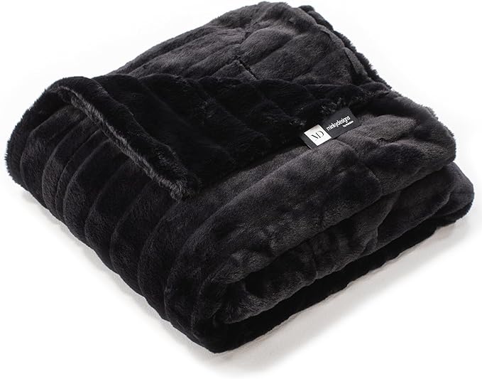 Minky Designs Jaguar Black Minky Blanket – Ultra Soft Faux Fur Throw Blanket for Couch, Bed & Home – Fluffy, Warm & Luxurious – Posh Collection (X-Large, 60x84)