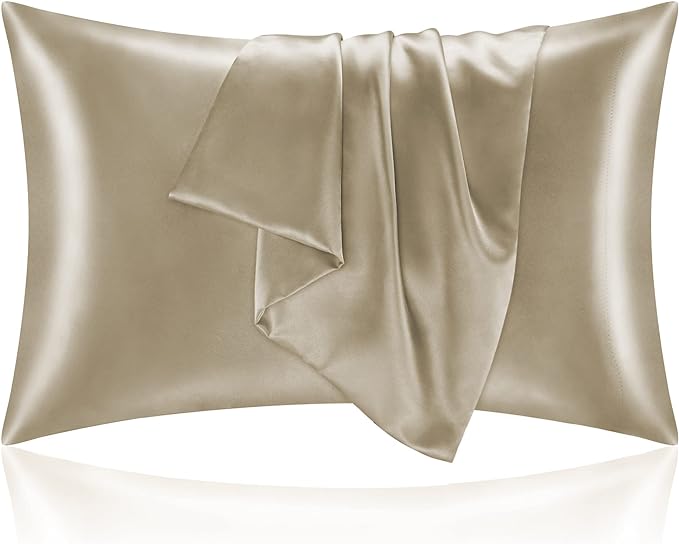BEDELITE Satin Pillowcase for Hair and Skin, Super Soft and Cooling Similar to Silk Pillow Cases 2 Pack with Envelope Closure, Gift for Women Men(20"x26" Standard Size, Taupe)