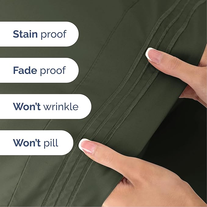 Cal King Size 4 Piece Sheet Set - Extra Soft, Breathable & Cooling Sheets - Hotel Luxury Bed Sheets for Women & Men - Deep Pockets, Easy-Fit & Wrinkle-Free Sheets - Dark Olive Grey Oeko-Tex Bed Sheets