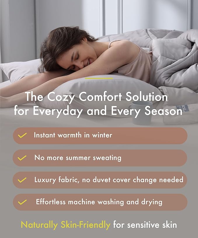 ESCURA Tw® Climate Control Comforter, Full/Queen, German Patented PCM Down Alternative All-Season Design for Hot Sleepers & Night Sweats, Bamboo Lightweight Breathable Hypoallergenic Blanket
