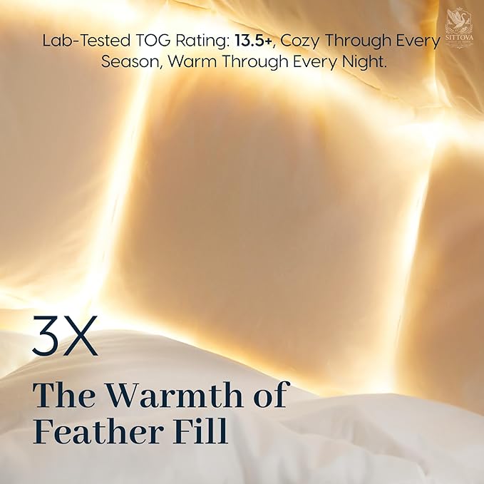 Goose Down Fiber Comforter King Size – All-Season Hotel Quality Duvet Insert, High Fill Power, Ultra Soft 100% Cotton, Box-Stitched, Breathable, Luxurious White Bedding, 90"x 106"