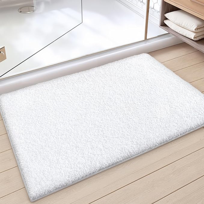 Color&Geometry White Large Bathroom Rugs, Absorbent, Non Slip, Soft, Washable, Quick Dry, 24"x36" Bath Mats for Bathroom, Microfiber Bath Rug Shower Mat