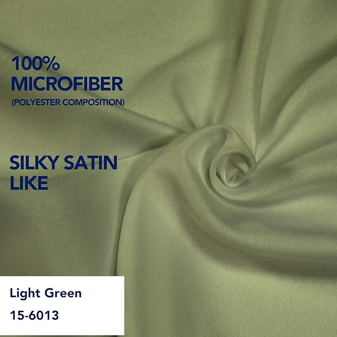 PureFit Wrap Around Ruffled Bed Skirt with Adjustable Elastic Belt - 18 Inch Drop Easy to Put On, Wrinkle Free Bedskirt Dust Ruffles, Bed Frame Cover for Queen, King and C-King Size Beds, Light Green