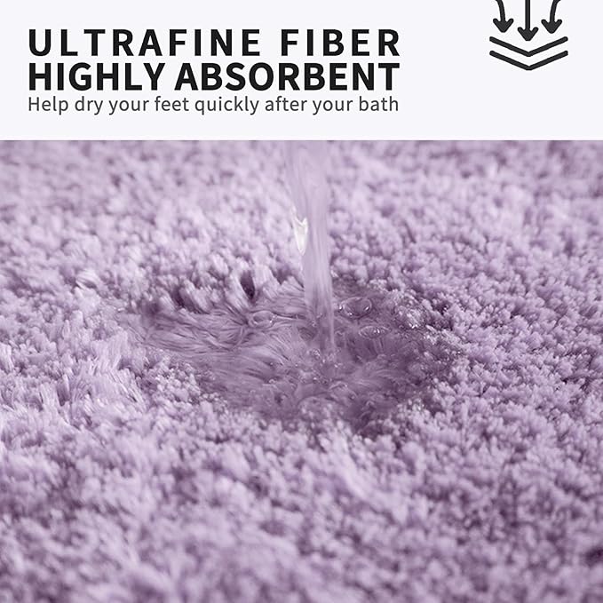 FIFU Bathroom Runner Rug 24" W x 48" L, Bath Mats for Bathroom, Bedroom & Kitchen, Non-Slip Rubber Latex Backing, Comfort & Soft Shower Bathmat & Carpet for Sink, Home & Hallways, Lavender