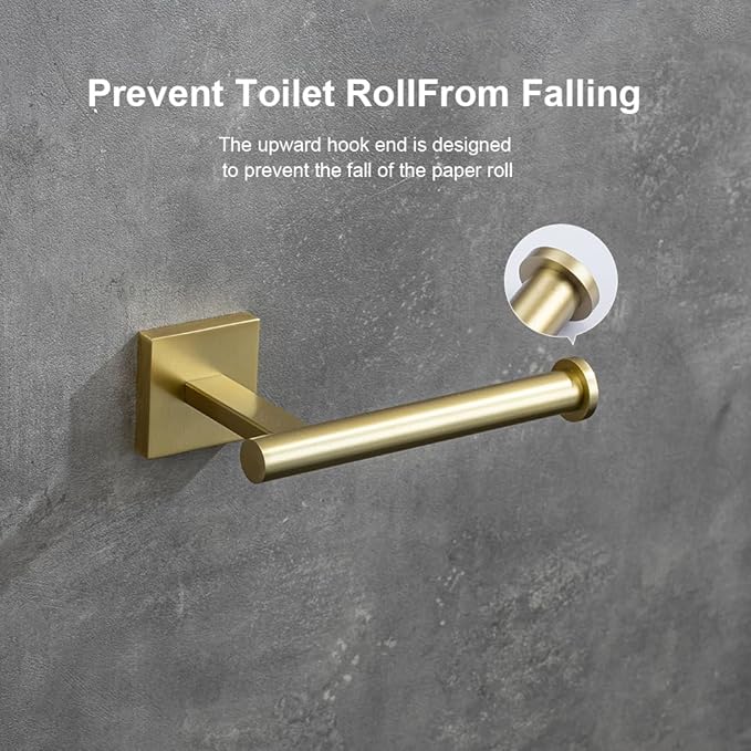 Luxury Brushed Gold Toilet Paper Holder Wall Mounted Bathroom Toilet Paper Roll Holder Toilet Tissue Holder Warm Elegant Finish 304 Stainless Steel Tissue Roll Holder for Bathroom Washroom Kitchen