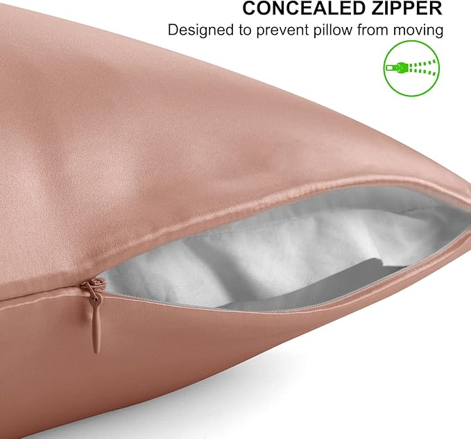ALASKA BEAR Silk Pillowcase for Curly Hair and Skin Women Real Mulberry Silk Pillow Case Standard Single (1 Pack, Rose Gold)