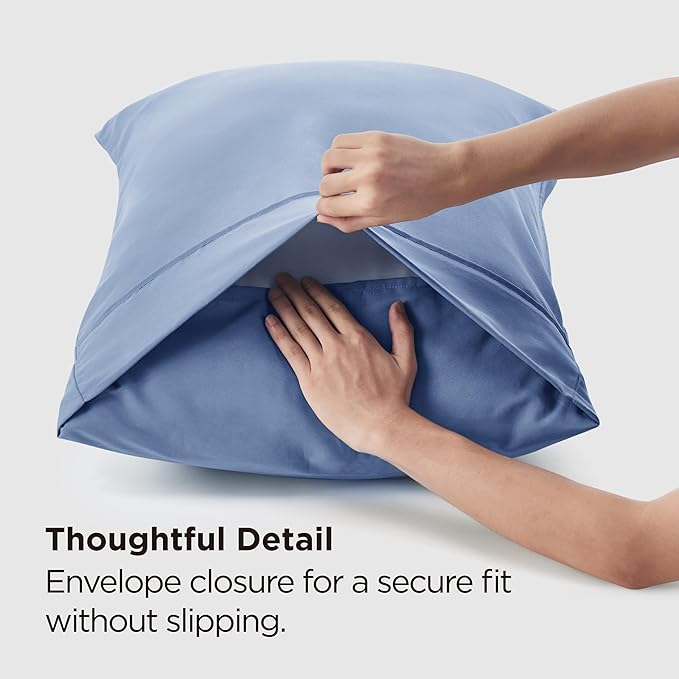Bedsure Pillow Cases Standard Size Set of 2 - Slate Blue Brushed Microfiber Pillowcases, Super Soft and Cozy Pillow Case Covers with Envelope Closure, Wrinkle, Fade and Stain Resistant, 20x26 Inches