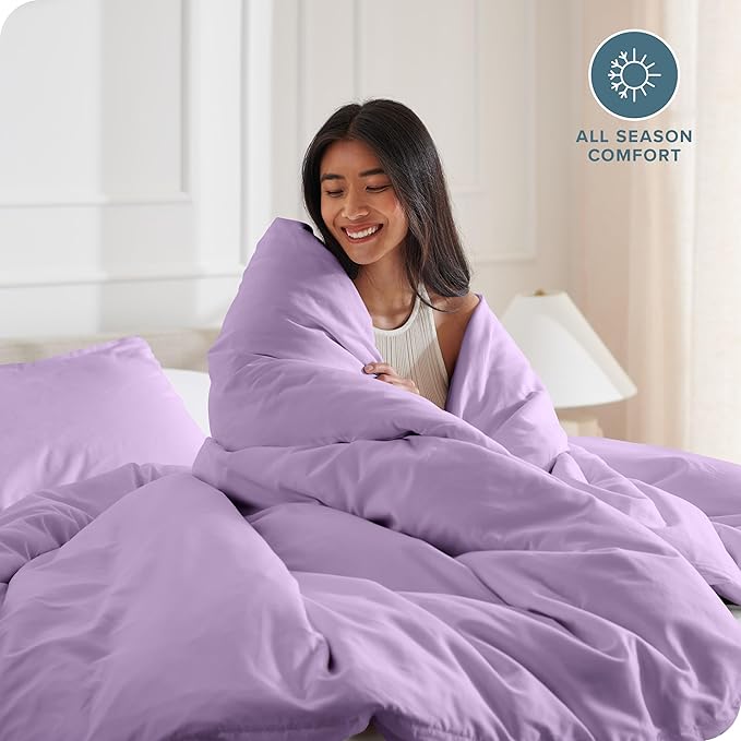 Bare Home Bedding Duvet Cover King Size - Premium 1800 Super Soft Collection - Lightweight, Cooling - Soft Breathable Bedding Duvet Cover (King, Lavender)