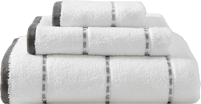 Tommy Bahama - Bath Towels, 100% Soft & Absorbent Cotton, Low Linting & Fade Resistant, Medium Weight Bathroom Towels (Ridley Solid Grey, 3 Piece)