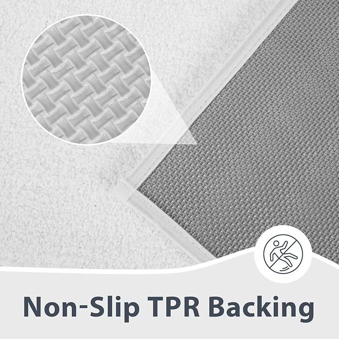 Bathroom Rugs 30" x 46", Non-Slip Extra Soft Absorbent Bath Rugs, Machine Washable Quick Dry Bath Mats for Bathroom Floor, Shower, Bathtub and Sink, White