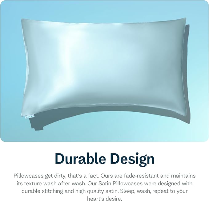 Gimme Beauty White Satin Pillowcase - Ultra-Gentle Hair & Skin Care Luxury Bedding - Reduces Frizz & Breakage - Standard Size Silky Bedroom Pillow - Queen Size, 20" x 30"