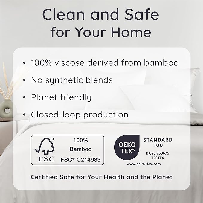 Bambaw Queen Sheet Set – 4pcs 100% Viscose Derived from Bamboo Sheets Set, Cooling Sheets for Night Sweats, Soft Queen Sheets, Hotel Luxury Bed Sheets Set, 16'' Deep Pockets (Moonlight Gray)