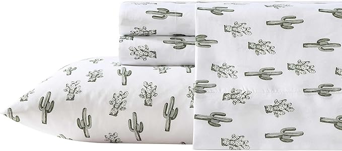 Wrangler - Twin XL Bed Sheets, Breathable & Wrinkle Resistant Bedding with Matching Pillowcase, Lightweight for Year-Round Use, Dorm Essentials (Cacti Green)