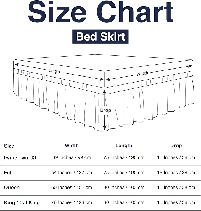 Bed Skirt King/California King Bed Skirt Wrap Around Ruffled Box Spring Cover, Easy Install, Washable 15" Drop Elastic Dust Ruffle by Casual Living, 78-inch x 80-inch, White