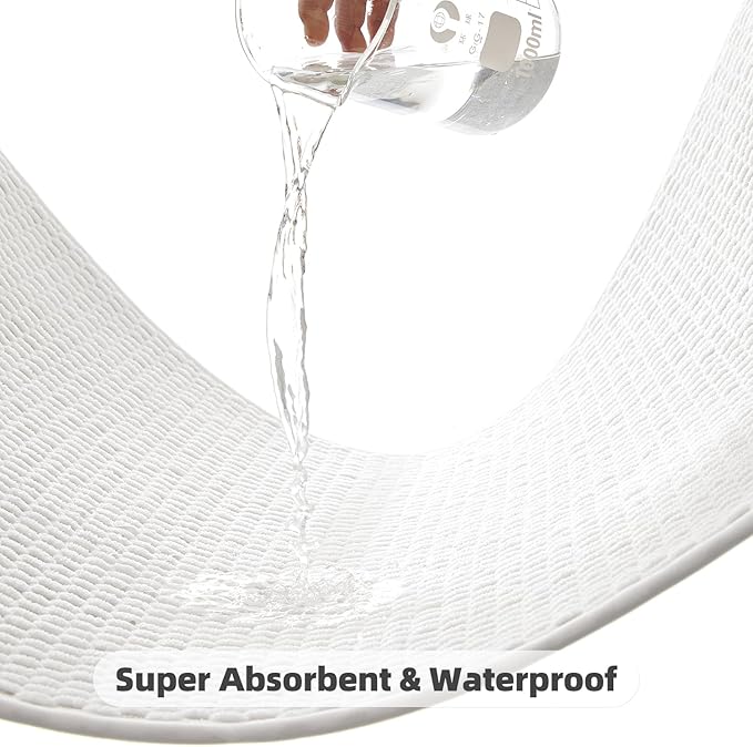 Bathroom Rugs Non Slip Washable, Super Absorbent Thin Bath Mat Quick Dry Low Pile Bathroom Rug, White 24"x36"