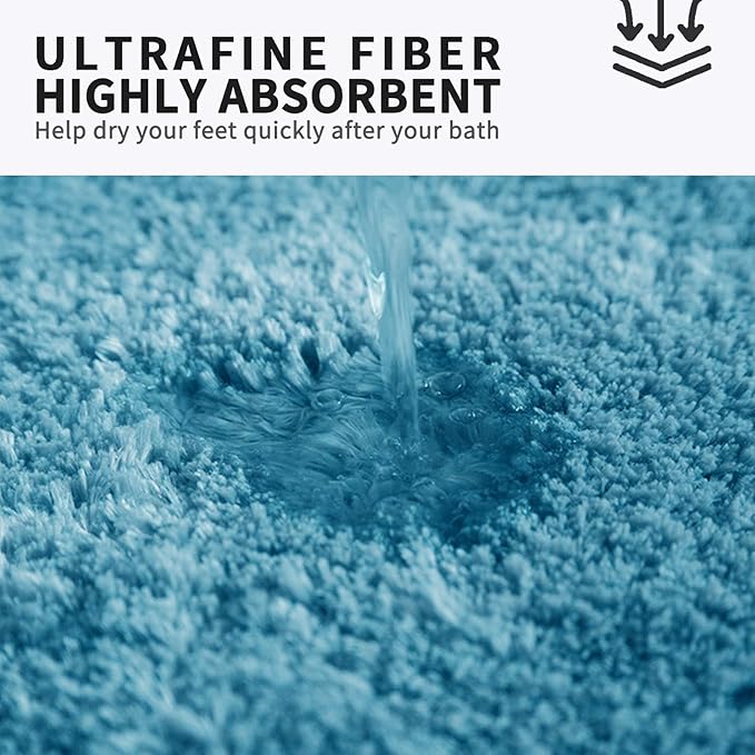 FIFU Bathroom Rugs 20" W x 32" L, Bath Mat for Bathroom, Bedroom, Laundry Room & Kitchen, Non-Slip Rubber Latex Backing, Extra Soft and Absorbent Microfiber Carpet, Machine Washable Rug, Sky Blue