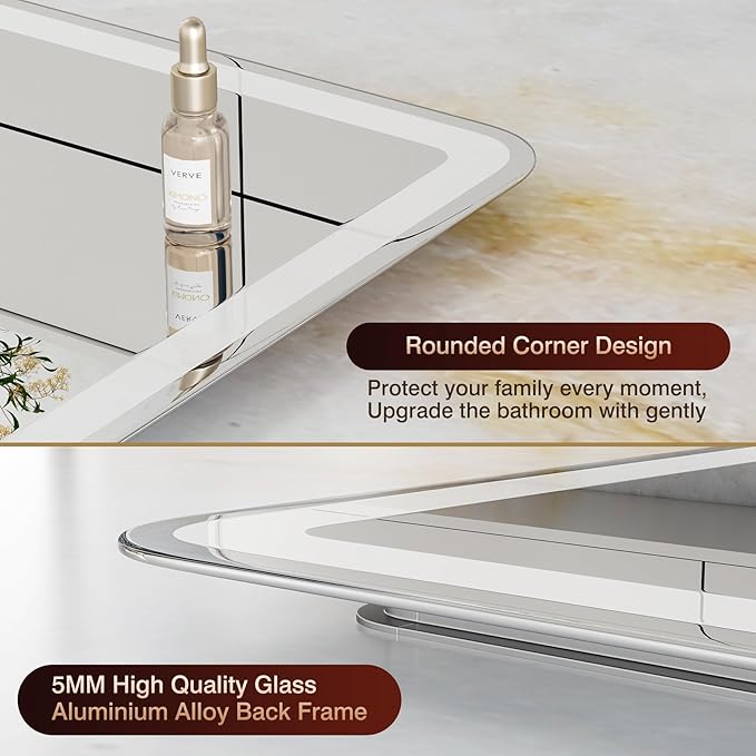 72x32 Inch Led Mirror for Bathroom with Front Light and Backlit, Large Wall Mounted Bathroom Mirror with 3 Colors, Dimmable, Anti-Fog Vanity Mirror with Lights