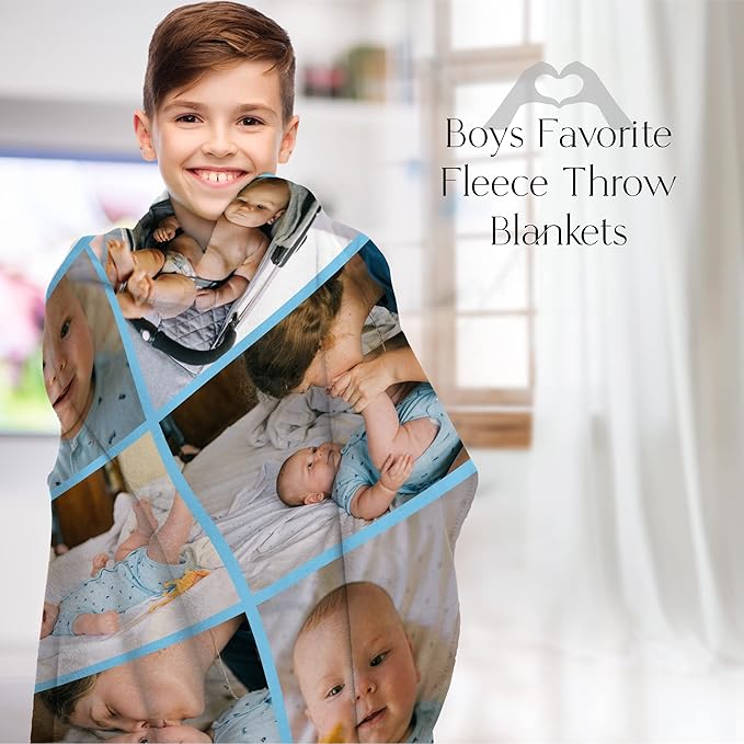 Ships Next Day, Custom Blanket with Picture - Printed in USA, Personalized Photo Blanket (Fleece - 30x40)