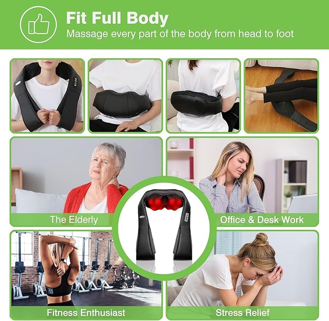 cotsoco Neck Massager, Shiatsu Shoulder Massager with Heat, Portable 3D Ergonomic Deep Tissue Shoulder and Back Massager for Pain Relief, Birthday and Christmas Gifts for Mom and Dad, Men and Women