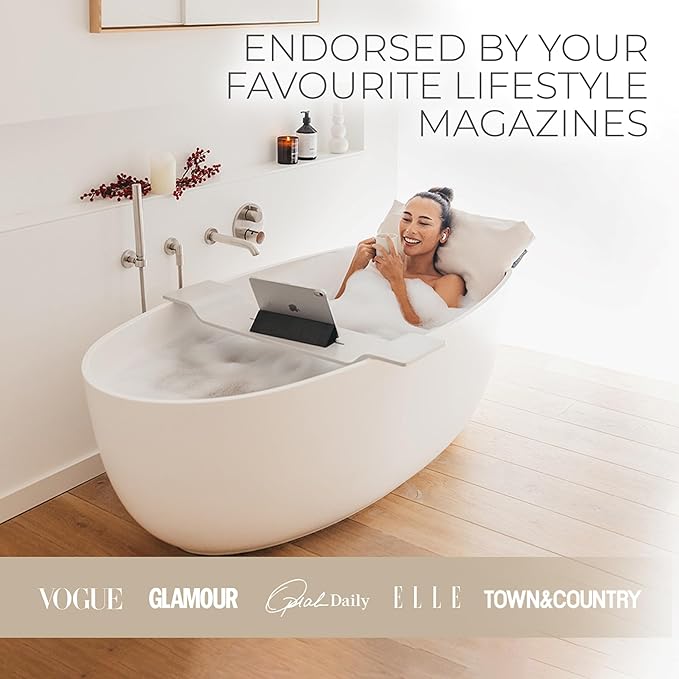BADESOFA® Luxury Bath Pillow S - Ultra Comfortable & Quick-Drying Bath Back Pillow - Washable Full Body Bath Pillow for Bathtub - Therapeutic Head and Neck Support - Luxury Spa Cushion in Beige