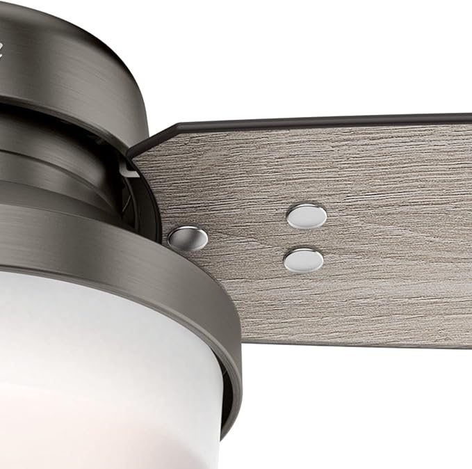 Hunter 52 inch Indoor Ceiling Fan with LED Light and Remote Control - Standard Mount Ceiling Fan, 3 Blades, For Bedroom, Living Room, or Kitchen - Sentinel 59211, Brushed Slate