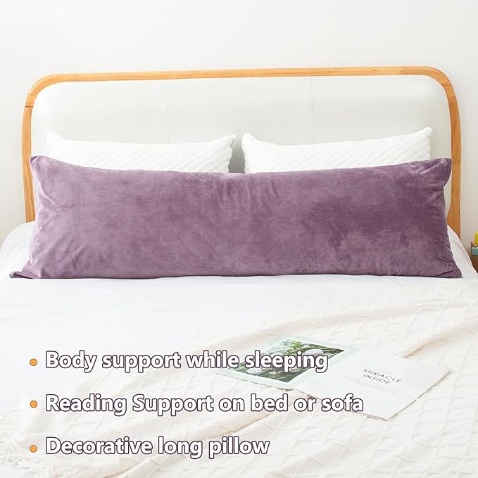 Body Pillow, Memory Foam Body Pillows for Adults Sleeping, Long Pillow for Bed, Big Large Firm Full Body Pillow for Side Sleeper, 20x54 Inch, Dark Purple