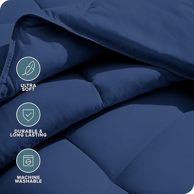 Bare Home Duvet Insert Comforter - Oversized King - Goose Down Alternative - Ultra-Soft - Premium 1800 Series - All Season Warmth - Bedding Comforter (Oversized King, Dark Blue)