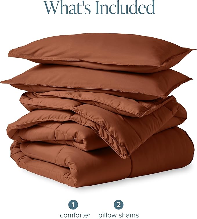 Bare Home Comforter Set - Full Size - Ultra-Soft - Goose Down Alternative - Premium 1800 Series - All Season Warmth (Full, Terracotta)
