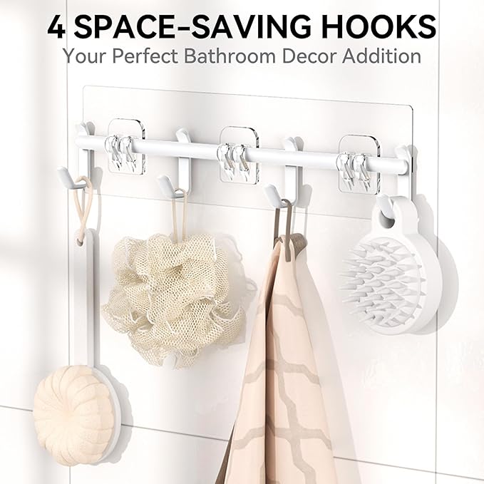 YASONIC Shower Caddy, 6 Pack Large Capacity shower organizer with Soap Holder and 12 Hooks, Rustproof Shower Shelves for Inside Shower, No Drilling&Sleek Bathroom Organizers and Storage White