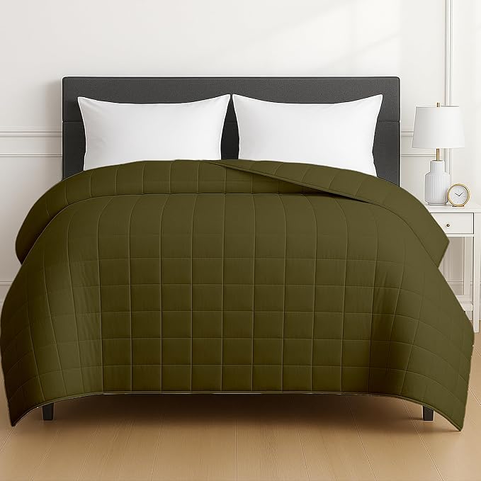 HomeSmart Weighted Blanket King Size 40 lbs, Heavy Weight, Oversized Heavy Blanket, Also Fits California King Beds, Olive Green
