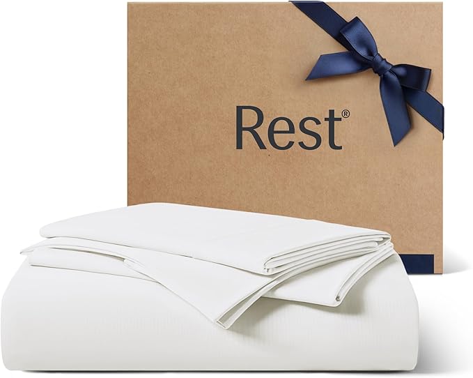 REST® Evercool®+ Starter Sheet Set, TwinXL Size, White, Breathable Bed Sheets for Hot Sleeper and Night Sweats, with Pillowcases, Ionic+ Self-Cleaning Silver Yarn for Sensitive Skin 3PCS No Flat Sheet