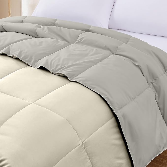 Modern Threads Down Alternative Reversible Comforter Ivory/Taupe California King