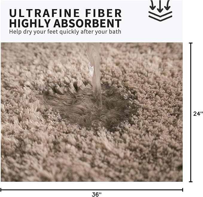 FIFU Bathroom Rugs 24" W x 36" L, Bath Mat for Bathroom, Bedroom, Laundry Room & Kitchen, Non-Slip Rubber Latex Backing, Extra Soft and Absorbent Microfiber Carpet, Machine Washable Rug, Beige