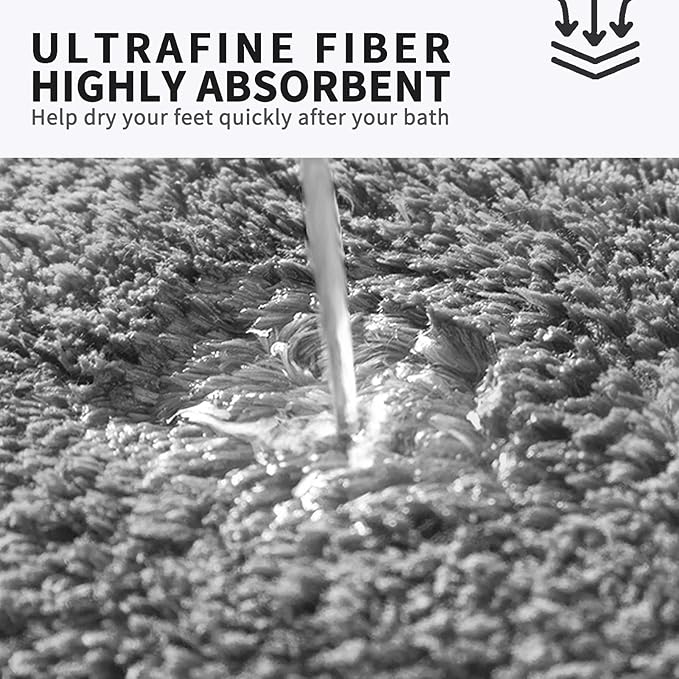 FIFU Bathroom Rugs 17" W x 24" L, Bath Mat for Bathroom, Bedroom, Laundry Room & Kitchen, Non-Slip Rubber Latex Backing, Extra Soft and Absorbent Microfiber Carpet, Machine Washable Rug, Dark Gray