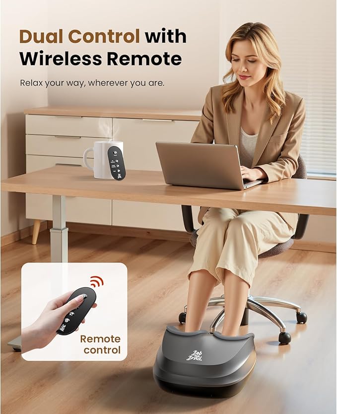 BOB AND BRAD Foot Massager with Heat and Remote, Shiatsu Deep Kneading Electric Feet Massager Machine for Plantar Fasciitis, Men Size 12