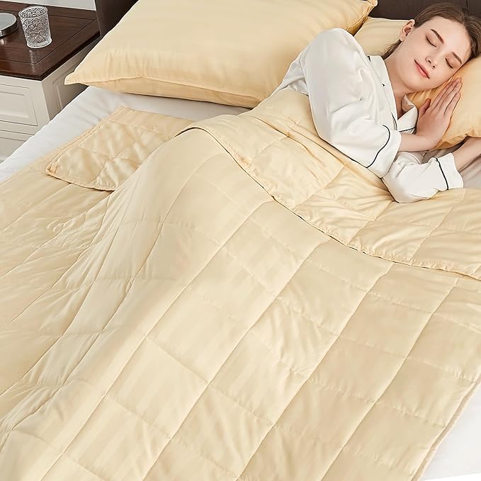 Weighted Blanket Queen/King Size (80"x87" 20lbs),Ultra Soft and Cozy Cooling Weighted Blanket for Adult,Heavy Blanket with Machine Washable Soft Blanket, Beige