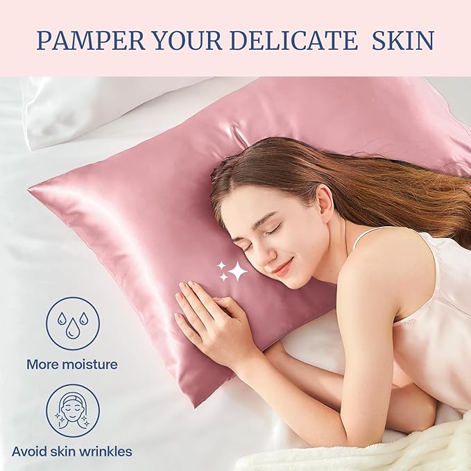 BEDELITE Satin Pillowcase for Hair and Skin, Super Soft Similar to Silk Pillow Cases 4 Pack with Envelope Closure, Cooling Pillowcases for Women Men (20"x26" Standard Size, Nostalgia)