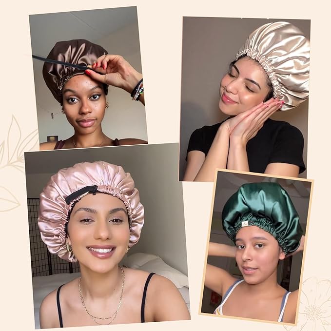 YANIBEST Adjustable Silk Bonnet Double Layer Satin Bonnet Hair Bonnet for Sleeping Bonnets for Women Hats Curly Natural Hair, Sage