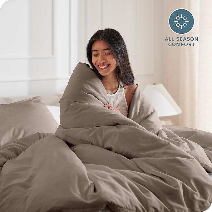 Bare Home Bedding Duvet Cover Oversized Queen - Premium 1800 Super Soft Collection - Lightweight, Cooling - Soft Breathable Bedding Duvet Cover (Oversized Queen, Taupe)