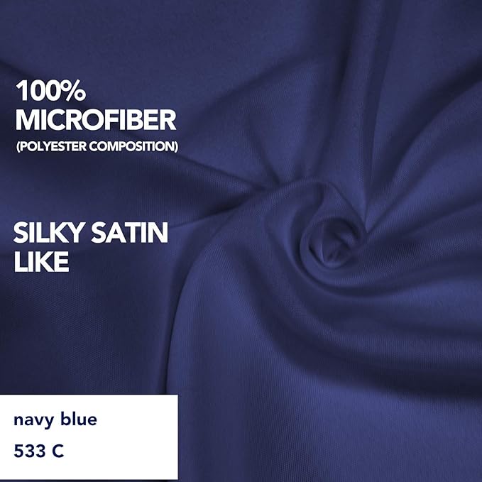 PureFit Wrap Around Ruffled Bed Skirt with Adjustable Elastic Belt - 22 Inch Drop Easy to Put On, Wrinkle Free Bedskirt Dust Ruffles, Bed Frame Cover for Queen, King and C-King Size Beds, Navy