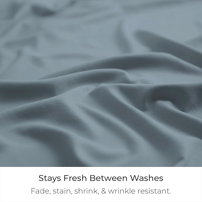 Mellanni Bed Skirt King Size - Bed Skirting - 15-Inch Tailored Drop Pleated Dust Ruffle - Hotel Luxury Bedding - Wrinkle, Fade, Stain Resistant - 1 Bedskirt (King, Blue Hydrangea)