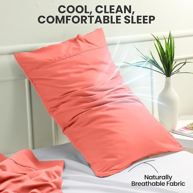 Pillow Covers by Utopia Bedding - Queen Size 2-Pack – Soft Brushed Microfiber – Perfect for Hospitals, Hotels, Guest Rooms – Oeko-TEX Certified, 20x30 Inches (Coral)