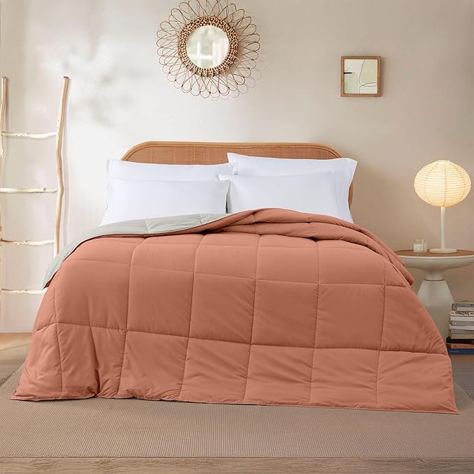 Modern Threads Down Alternative Reversible Comforter Orange Rust/Beige California King