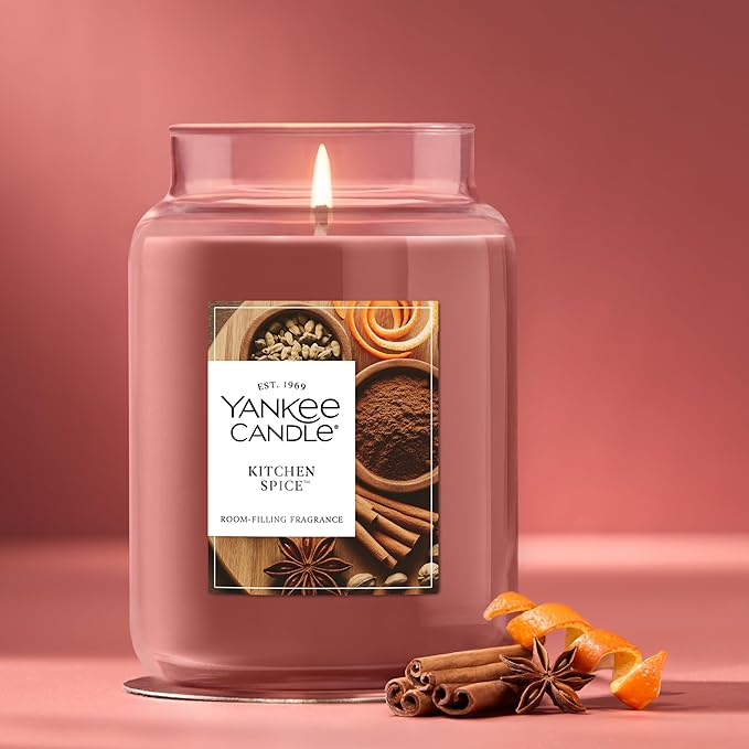 Yankee Candle Kitchen Spice, Fall Scented Candle, 22oz Large Jar with up to 150 Hour Burn Time