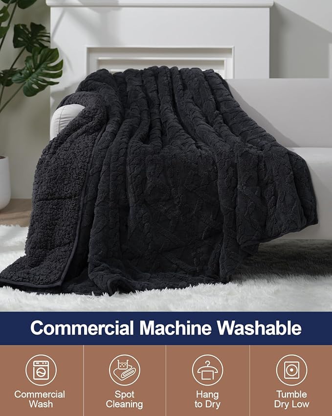 Super Fuzzy Soft Sherpa Fleece Weighted Blanket, 15 lbs Dual Sided Fluffy Heavy Weighted Blankets for Adults - No Bunching with Double Layers of Soft Inner Lining (60"x 80", 15 Pounds)