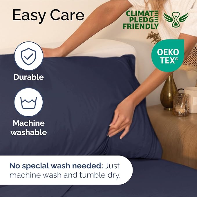 Split King Size 5 Piece Sheet Set - Extra Soft, Breathable, & Cooling Sheets - Hotel Luxury Bed Sheets for Women And Men - Deep Pockets, Easy-Fit & Wrinkle-Free - Deep Slate Blue Oeko-Tex Bed Sheets