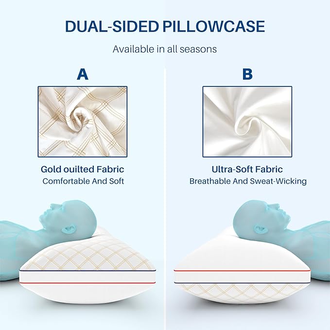 YZ HOME Long Body Pillow for Adults - Firm Body Pillow Insert with Shredded Blue Memory Foam, Adjustable Height, Soft Support for Side Sleeping, Pregnant Women, Washable (20x54 Inch, White)