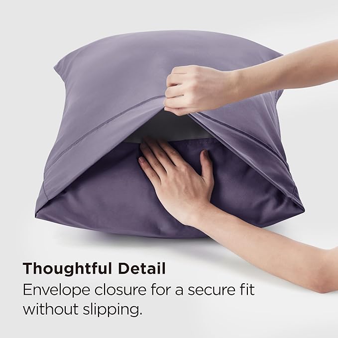 Bedsure Pillow Cases Standard Size Set of 2 - Grayish Purple Brushed Microfiber Pillowcases, Super Soft Pillow Case Covers with Envelope Closure, Wrinkle, Fade and Stain Resistant, 20x26 Inches