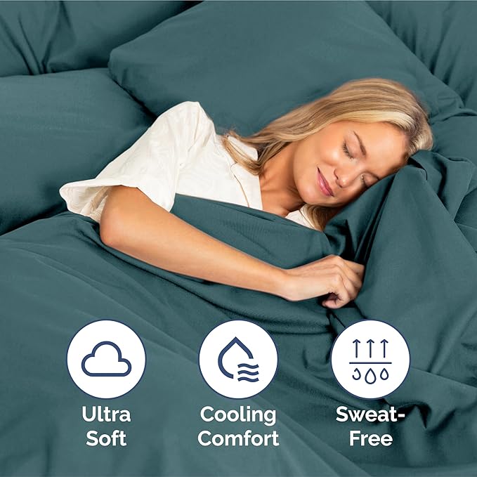 King Size 4 Piece Sheet Set - Extra Soft, Breathable & Cooling Sheets - Hotel Luxury Durable Bed Sheets for Women & Men - Deep Pockets, Easy-Fit & Wrinkle-Free Sheets - Deep Teal Oeko-Tex Bed Sheets